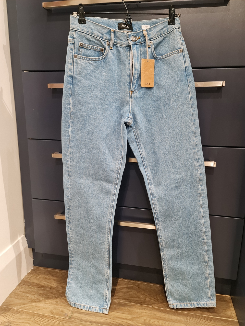A.P.C. High Rise Straight Leg Light Blue Denim Jeans Size 26